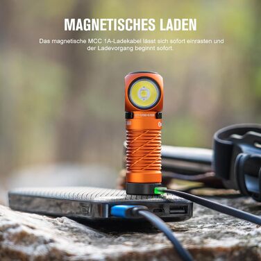 Ліхтар налобний OLIGHT Perun 2 Mini 1100 лм, 150 м, USB, 5 режимів, водонепроникний, з червоним світлом, для кемпінгу та надзвичайних ситуацій, помаранчевий, холодне біле світло