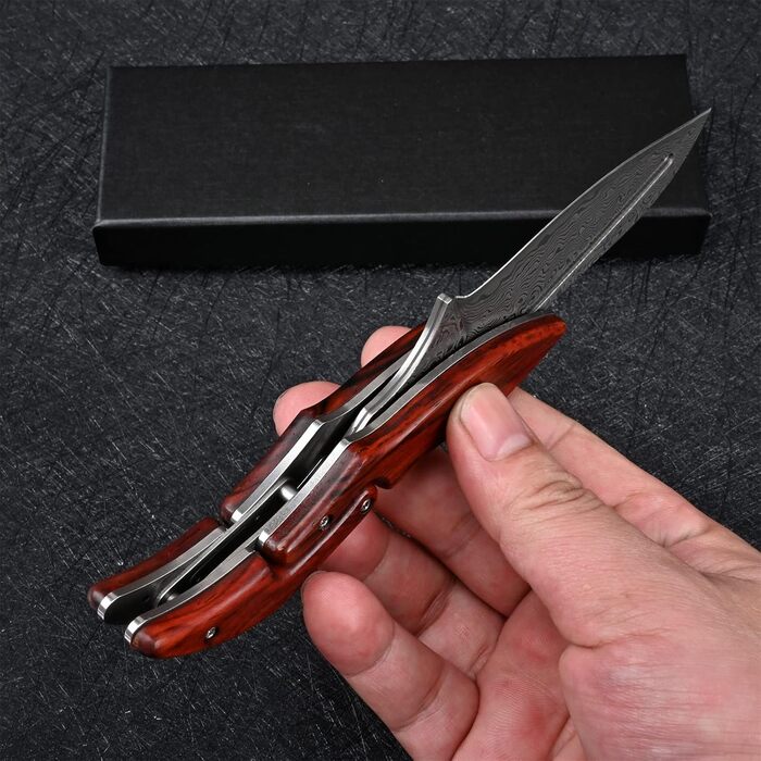 Складаний ніж з дамаської сталі VG10 для чоловіків, EDC, кемпінг, outdoor (вигнута спинка)