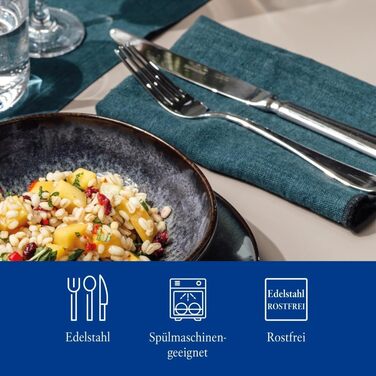 Villeroy & Boch Oscar набір столових приборів 68 предметів для 12 осіб, нержавіюча сталь, можна мити в посудомийній машині, ложки, виделки, ножі, столовий набір