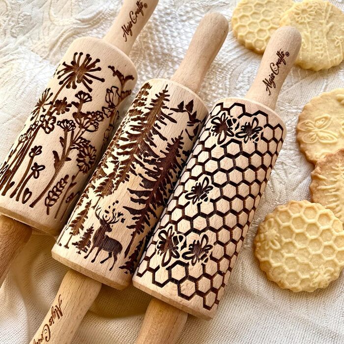 Дитячий набір з 3-х качалок з візерунком для тіста та кераміки WILD Algis Crafts