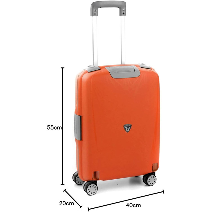 Валіза Roncato Light 55 см, 41 л, чорна/папая, легка дорожня пластикова