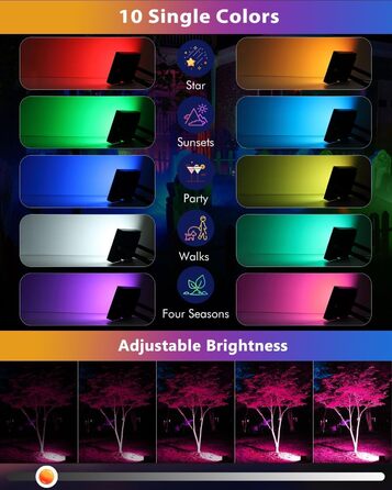 MEIKEE LED прожектор 60W RGB з пультом, 30 режимів, 10 кольорів, таймер, IP66, 6 рівнів яскравості, водонепроникний, для декору, вечірок, Нового року, Хелловіну, 2 шт.
