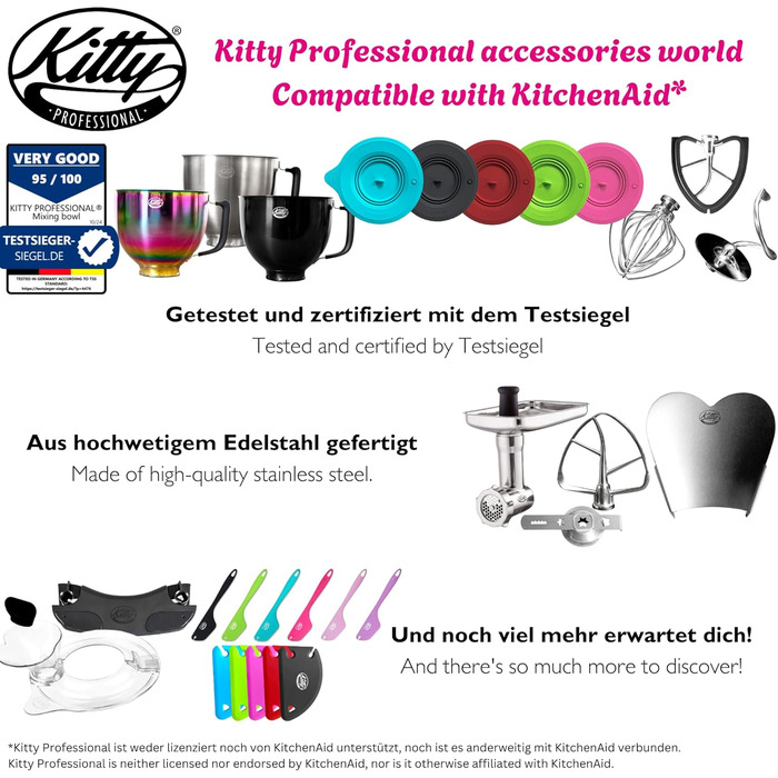 Захисний кожух Profi-Spritzschutz Kitty 'Zuhälter' для KitchenAid 4,3-4,8 л, сумісний з металевими, скляними, керамічними та дерев'яними чашами