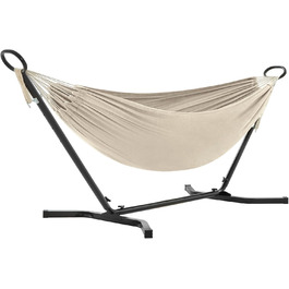 Гамак SONGMICS 210x150 см, регульований, металевий каркас, до 240 кг, для саду, чорний каркас, бежева тканина