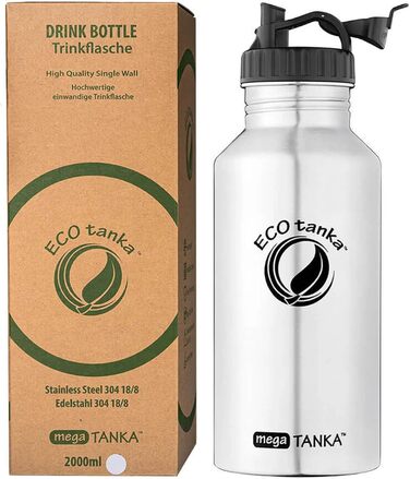 Еко-пляшка ECOtanka 2,0 л з нержавіючої сталі, герметична, BPA Free, для спорту та фітнесу