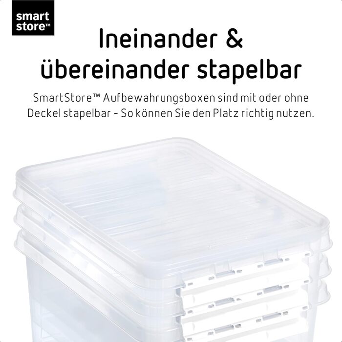 SmartStore Набір з 10 контейнерів з кришкою Classic 8 л (40x30x11 см), харчовий пластик, стійкі до штабелювання, зміцнені кути, 10 років гарантії