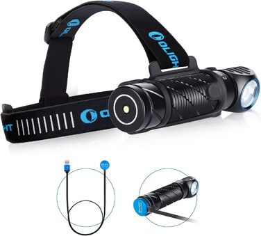 Налобний ліхтар OLIGHT Perun 2, 2500 люменів, 166 м, USB-зарядка, 5 режимів, таймер, акумулятор, для бігу, риболовлі, кемпінгу, чорний