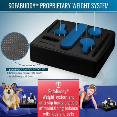 Стійкий підсклянник для дивану Sofa-Buddy, шкіряний, чорний, квадратний, зручний тримач чашки на підлокітник, аксесуар для дивану