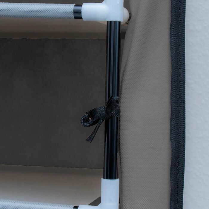 Тканинна шафа INTIRILIFE з блискавкою 170x58x28 см, 9 полиць, для одягу та взуття, розкладна, для кемпінгу, сірий