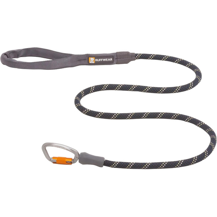 RUFFWEAR Knot-a-Leash — світловідбивний повідок для собак із мотузки з карабіном, 1,5 м, 7 мм, чорний
