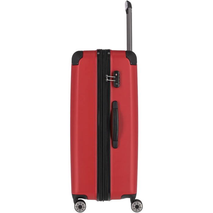 Дорожній чемодан Travelite City 55 см, жорсткий корпус, 4 колеса, розширення, кріплення на валізу, червоний, 40-45 л, ручна поклажа