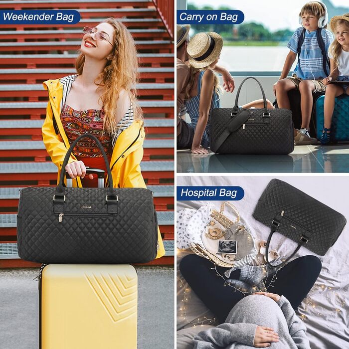 Жіноча спортивна дорожня сумка OVEVOOK XL, водонепроникна, з відділенням для взуття та вологих речей, ручна поклажа для подорожей, чорна