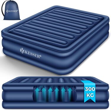 Надувний матрац KESSER з електронасосом, 203x95x51 см, для однієї людини, синій, з сумкою, для дому та кемпінгу
