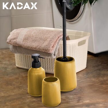 Набір аксесуарів для ванної KADAX, сучасний керамічний комплект: тримач для зубних щіток, дозатор для мила, туалетна щітка, білий/жовтий