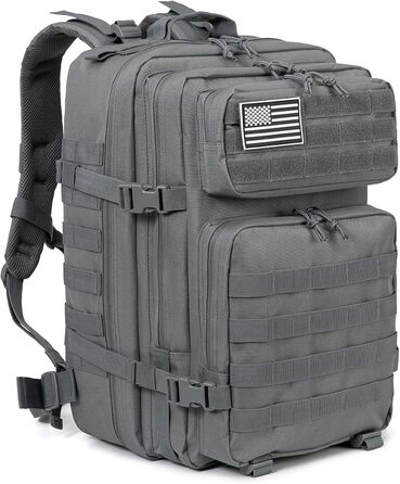 Тактичний рюкзак QT&QY 45 л армійський Molle для чоловіків, військовий штурмовий рюкзак Bundeswehr для туризму, трекінгу, 3-денний рюкзак (3.1 сірий)