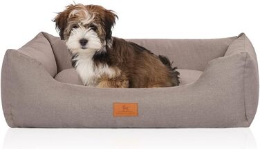 Ліжко для собак Knuffelwuff Lotte із велюру XXL 120x85 см, знімний чохол, світло-сіре, для великих, середніх та малих порід, ручне плетіння, пране
