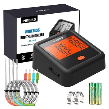 Цифровий термометр для гриля Inkbird IDT-34C з Bluetooth, бездротовий термометр для м'яса та духовки, сигнал тривоги температури, 45 м радіус дії, для гриля, випікання, BBQ