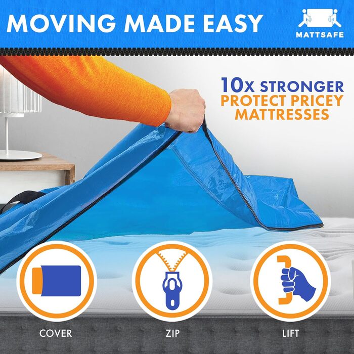 Чохол для матраца MATTSAFE Queen-Size з 8 ручками, посилена блискавка, багаторазовий, товстий захист для перенесення та зберігання, Nordic Elk