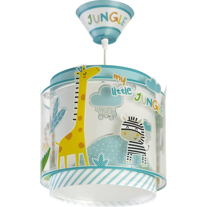 Дитяча підвісна лампа Dalber My Little Jungle із зображенням левів, слонів, жирафів і крокодила, кольорова