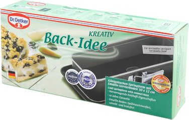 Прямокутна форма для випічки Dr. Oetker 30x12 см з антипригарним покриттям, емальований метал, стійка до подряпин, з сервірувальним дном
