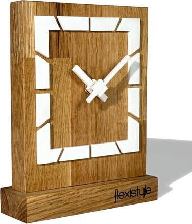 Настінний годинник FLEXISTYLE Modern з дерева, дуб, чорний, для вітальні та ванної, стиль 8