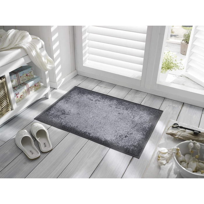 Килимок для підлоги wash+dry Shades of Grey 50x75 см, для внутрішнього та зовнішнього використання, праний, сіро-чорний