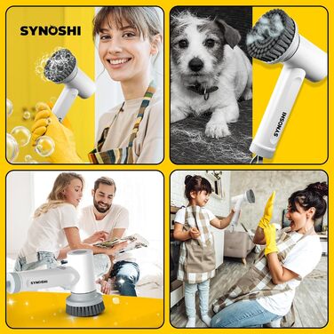 Електрична щітка для прибирання SYNOSHI Power Spin Scrubber з 3 змінними насадками, 2 швидкості, для ванної, душу та плитки