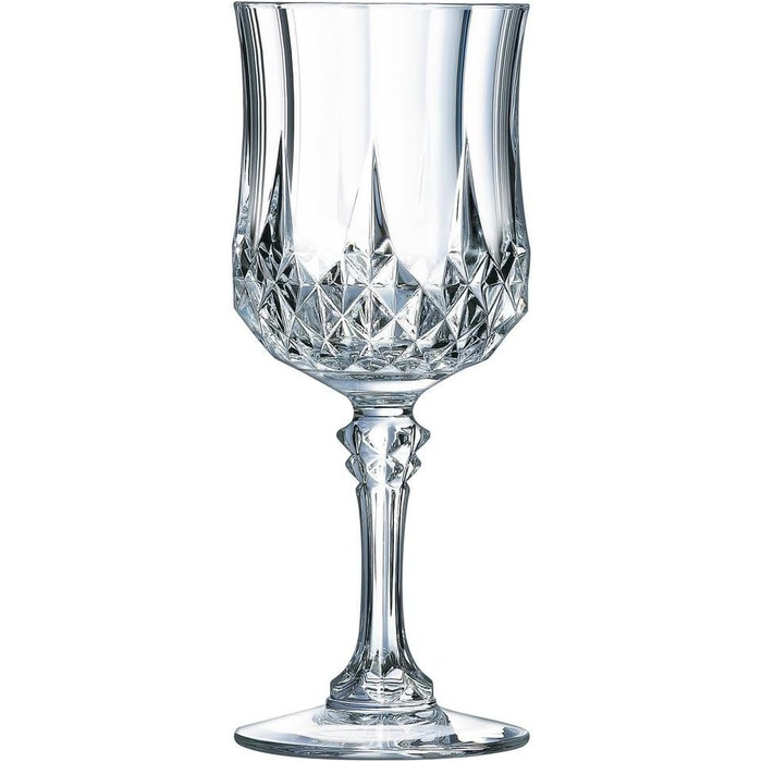Набір келихів для вина Cristal d'Arques Paris Longchamp 25cl, 6 шт, прозорі, Kwarx, підвищена міцність, блиск та прозорість