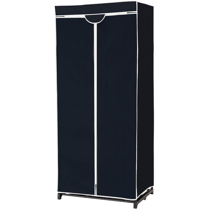 Тканинна шафа для одягу COSTWAY з полицями та штангою, складана, чорна, 74x50x172 см – для вітальні, спальні, підвалу