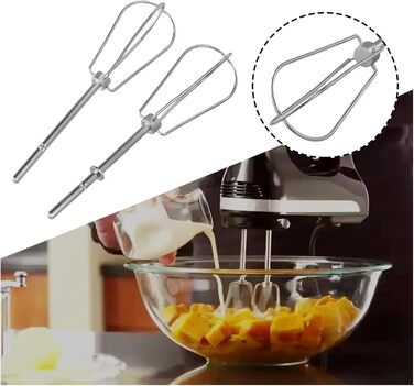 Набір вінчиків із нержавіючої сталі для міксера KitchenAid KHM, 2 шт, чотиридротові, сумісні з електричними ручними міксерами