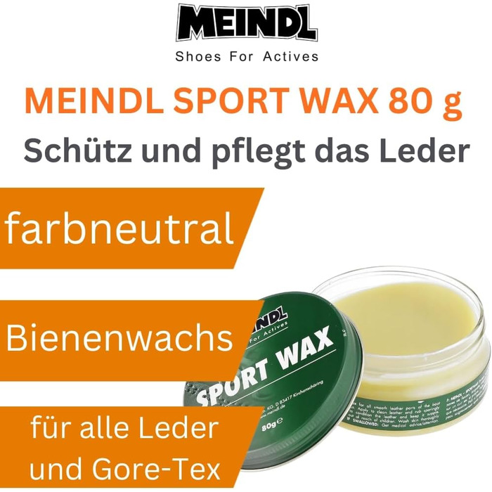 Meindl набір для догляду за шкіряним взуттям: Sportwax, просочення, щітка для шкіри, засоби для захисту та очищення взуття з натуральної шкіри