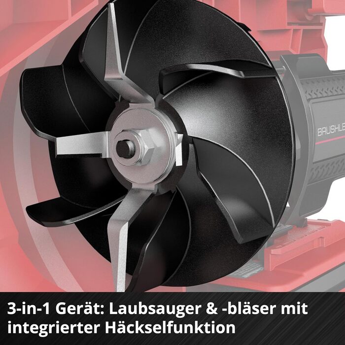Акумуляторний садовий пилосос Einhell VENTURRO 18/210 Power X-Change, Li-Ion 18 В, потужність всмоктування 500 м³/год, мішок 45 л, швидкість повітря 210 км/год, без акумулятора та зарядного пристрою