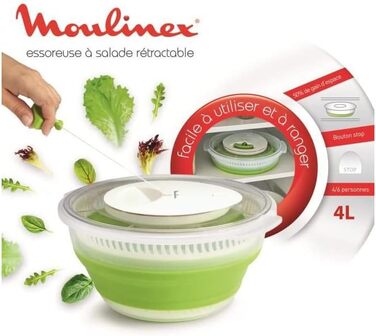 Сушарка для салату Moulinex K2530104, складна, 4 л, пластик, зелена