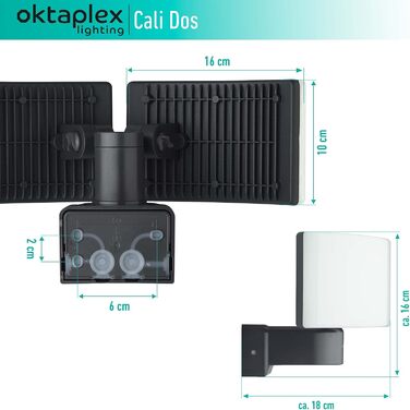 Світильник для вулиці Oktaplex Cali Dos, поворотний, LED, 40 Вт, 3000K, IP65, антрацит, настінний прожектор