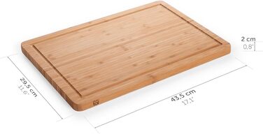 Дошка для нарізання Blumtal з бамбука XXL, 45x30x2 см, антисептична, масивна, з жолобом для соку, екологічна альтернатива пластиковій дошці