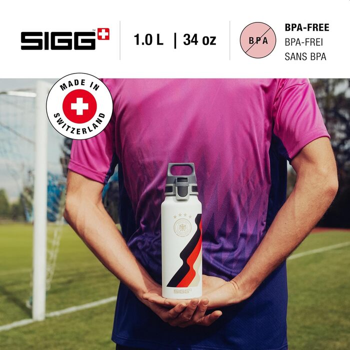 SIGG Алюмінієва пляшка для води WMB ONE, 0,75L/1L, зроблено у Швейцарії, сертифікат ClimatePartner, підходить для газованих напоїв, герметична, легка, BPA-free, для активного відпочинку