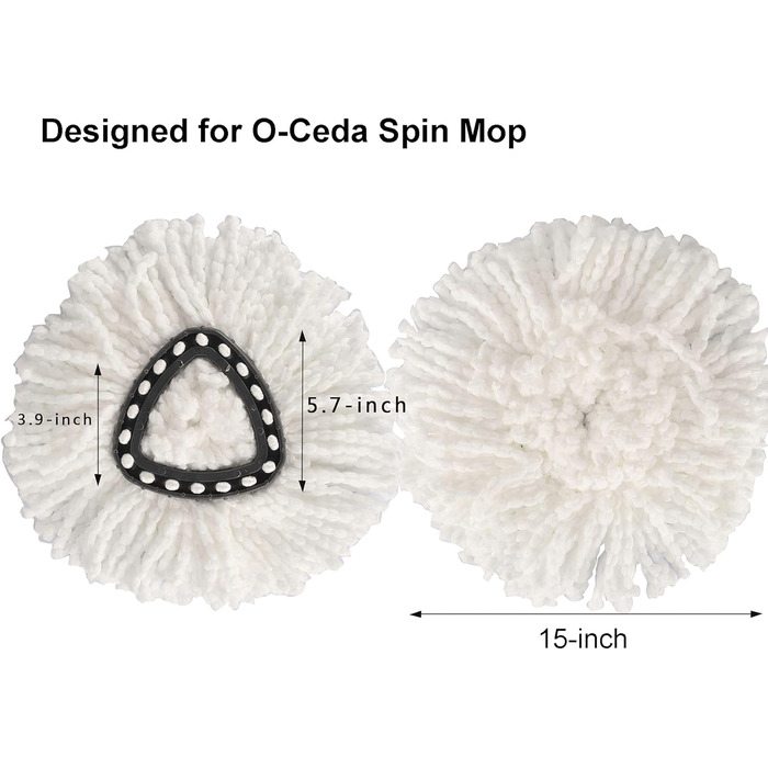 Запасні насадки для швабри Yision Spin Mop, 100% мікрофібра, 360° обертання, 12 шт, білі, для легкого прибирання підлоги