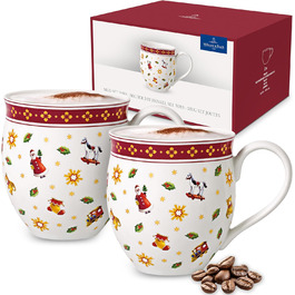 Кавова чашка Villeroy & Boch Toy's Delight, 440 мл, порцеляна, біло-червона, 2 шт.