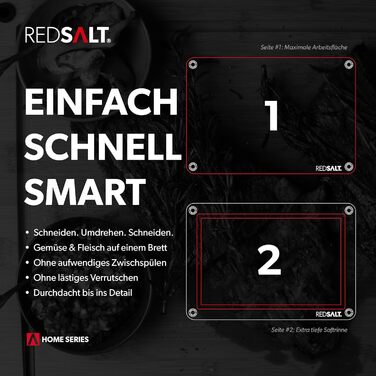 Набір обробних дощок REDSALT з біо бамбука, 3 шт, антибактеріальні, обидві сторони, глибокий жолоб для соку, не ковзають, FSC сертифікат, преміум-якість, розміри 38x26, 32x22, 26x18 см