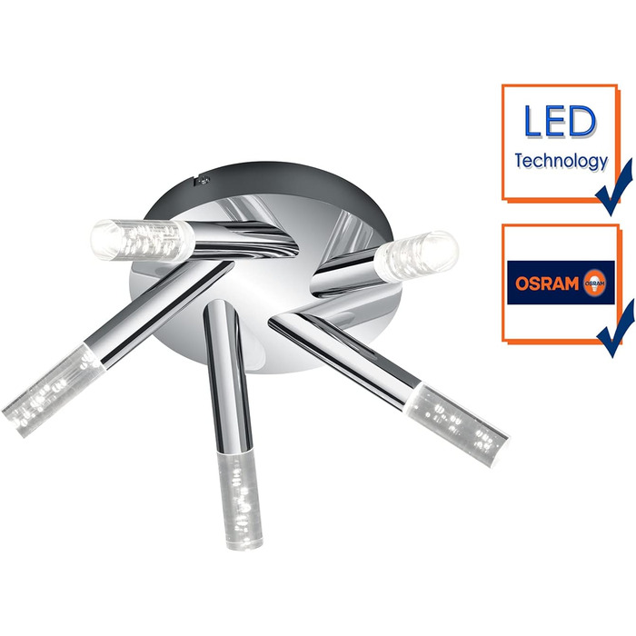 Світильник для ванної Trio Leuchten Bolsa LED, 3.2 Вт, хром, прозорий акрил з бульбашками