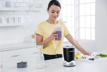 Блендер Nutribullet Original 600 Вт, електричний міксер для смузі, подрібнювач, 2 чаші 700/500 мл, чорний, NB606B
