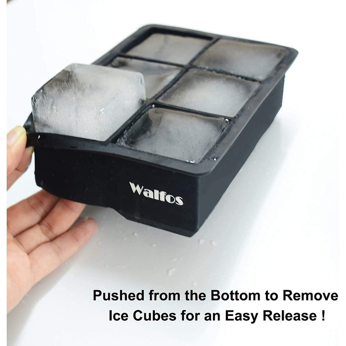 Силіконові форми для льоду Walfos, 2 шт., великі, з кришкою, BPA-free, для коктейлів, віскі, шоколаду, дитячого харчування, гнучкі, легке виймання, підходять для посудомийної машини