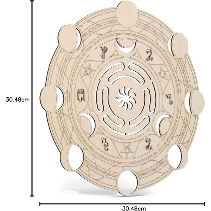 Священна геометрія: настінний декор Sri Yantra 30,5 см з товстого дерева, чакра, лабіринт, постер-тапісерія (Колесо Гекати)