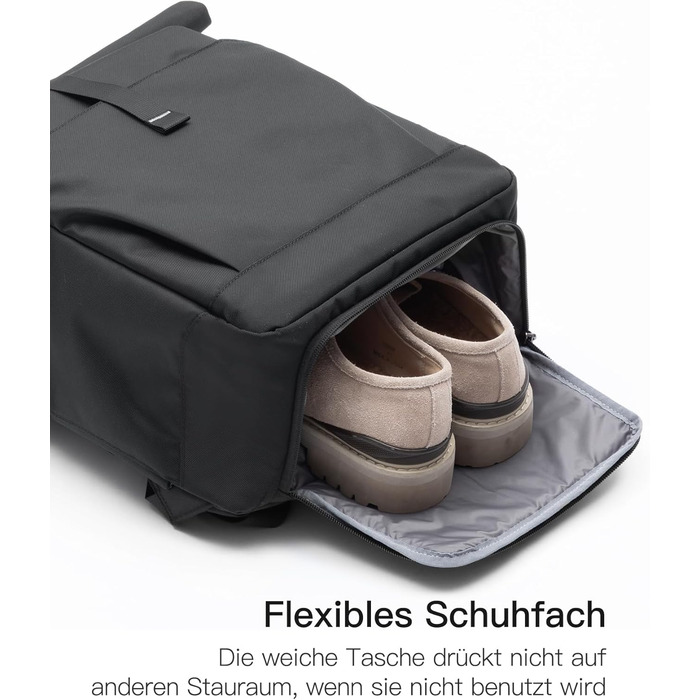 Рюкзак Inateck RollTop 25-30 л для чоловіків і жінок, з окремим відділенням для взуття, для ноутбука 17
