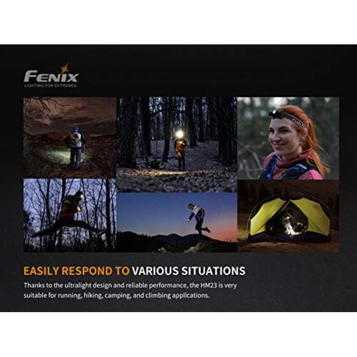 Універсальний налобний ліхтар Benture Fenix HM23 LED, чорний, розмір S
