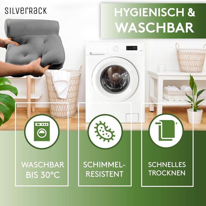 Подушка для ванни SilverRack MEDIUM-WEICH сіра 3D, ергономічна, з присосками, аксесуар для ванни