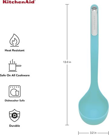 Кухонний ополоник KitchenAid KL006OHAQA, силіконовий, бірюзовий