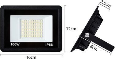 LED прожектор AufuN 5x100 Вт, холодне біле світло, суперяскравий, для вулиці, IP65, водонепроникний, алюмінієвий, для саду, гаража, двору чи готелю