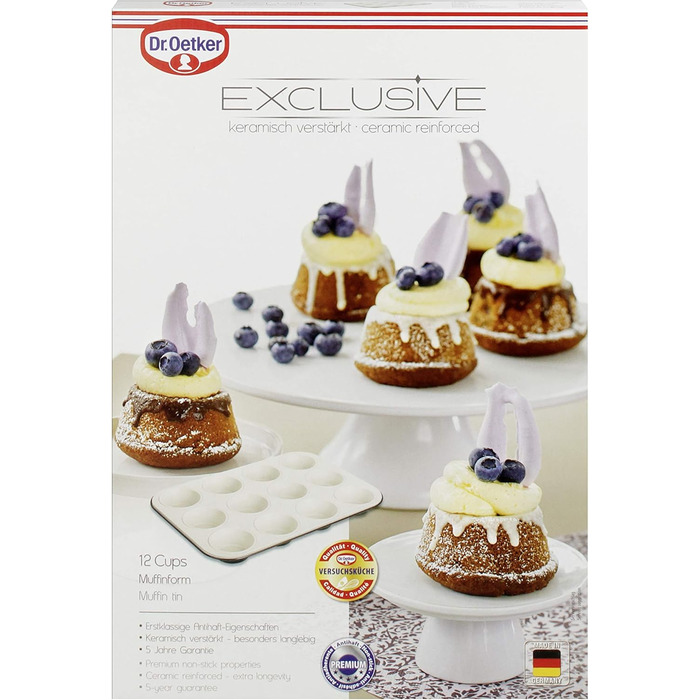 Форма для випікання мафінів Dr. Oetker EXCLUSIVE 12 шт, Ø 5 см, сталева, з керамічним антипригарним покриттям, сіро-коричнева/кремова