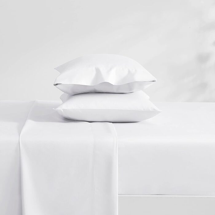 Комплект постільної білизни Laura Ashley для двоспального ліжка King Size, розкішна сатинова бавовна, щільність 800 ниток, білий, однотонний, м'який і гладкий текстиль для дому